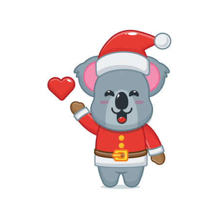 Cute koala wearing santa costume. Cute christmas cartoon illustration.のイラスト素材