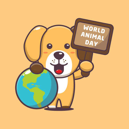 Cute dog in animal world day.のイラスト素材