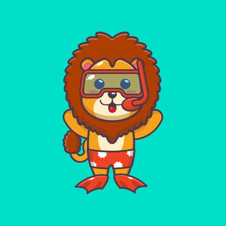 Cute lion cartoon mascot vector illustration.のイラスト素材