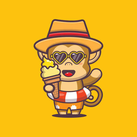 Cute monkey cartoon mascot vector illustration.のイラスト素材