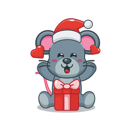 cute mouse cartoon vector mascot illustrationのイラスト素材