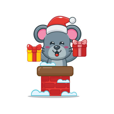 cute mouse cartoon vector mascot illustrationのイラスト素材