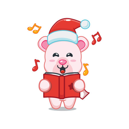 Cute polar bear sing a christmas songのイラスト素材