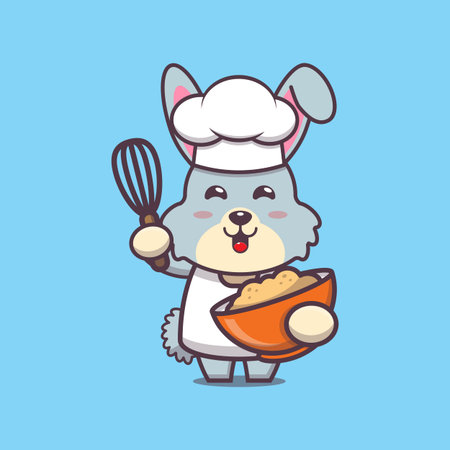 Cute chef rabbit character cartoon illustration.のイラスト素材