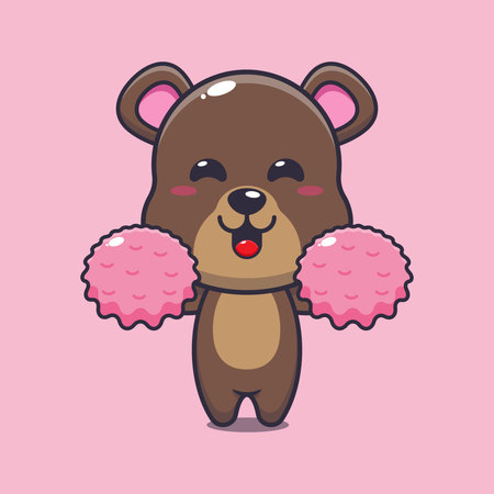 cheerleader bear cartoon vector illustration.のイラスト素材