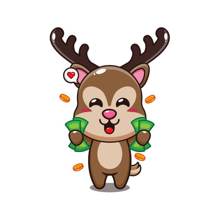 deer holding money cartoon vector illustration.のイラスト素材