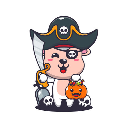 Pirates sheep in halloween day cartoon vector illustration.のイラスト素材