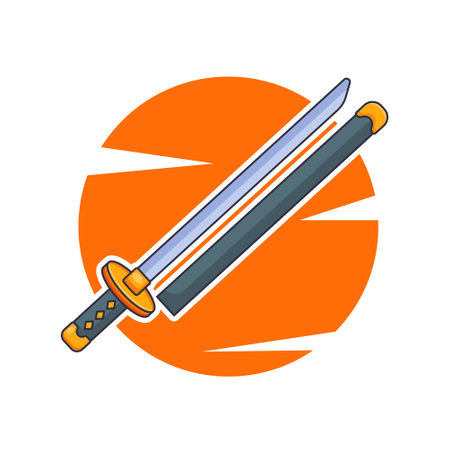 Samurai sword with scabbard cartoon vector illustration.のイラスト素材