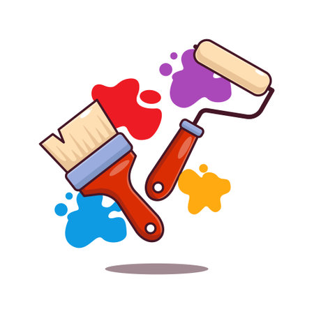 Wall paint brush cartoon vector illustration.のイラスト素材