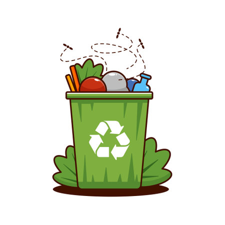 Cartoon vector illustration of recycle bin.&#xA;Cartoon vector illustration suitable for poster, flyer, web, mascot, sticker, logo and icon.のイラスト素材