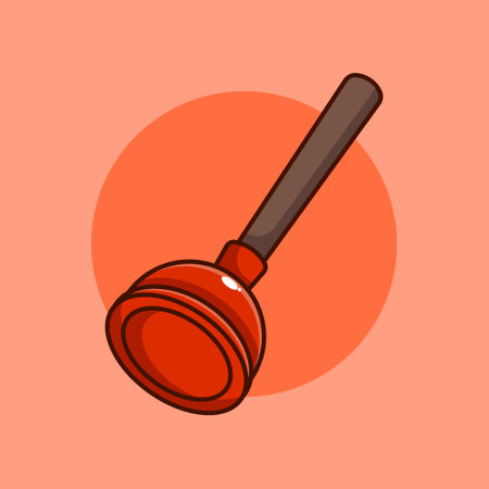 Cartoon vector illustration of toilet plunger.&#xA;Vector cartoon Illustration suitable for poster, brochure, web, mascot, sticker, logo and icon.のイラスト素材