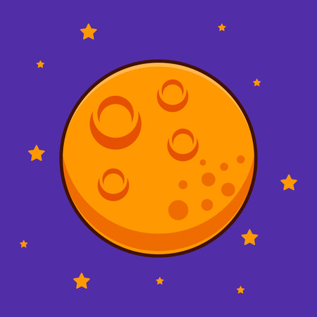 Vector cartoon illustration of moon. Vector cartoon Illustration suitable for poster, brochure, web,...