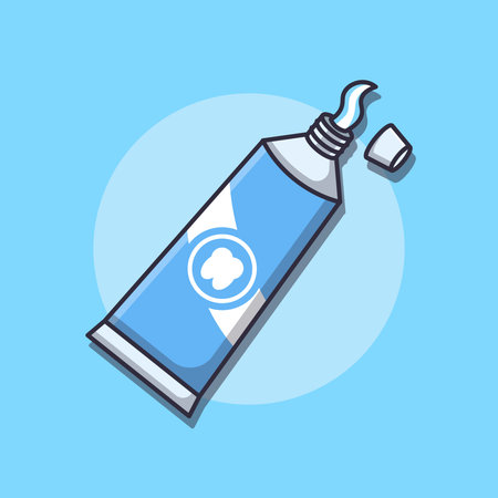 Vector cartoon illustration of toothpaste. Vector cartoon Illustration suitable for poster, brochure, web, mascot, sticker, logo and icon.のイラスト素材