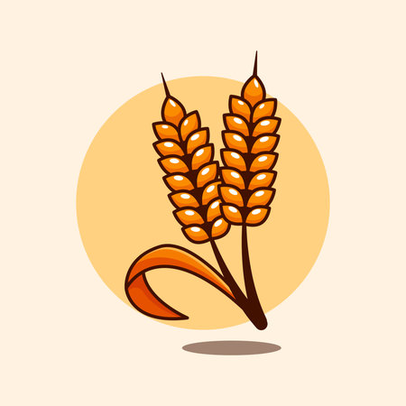 Vector cartoon illustration of oat plant.Vector cartoon Illustration suitable for poster, brochure, web, mascot, sticker, logo and icon.のイラスト素材