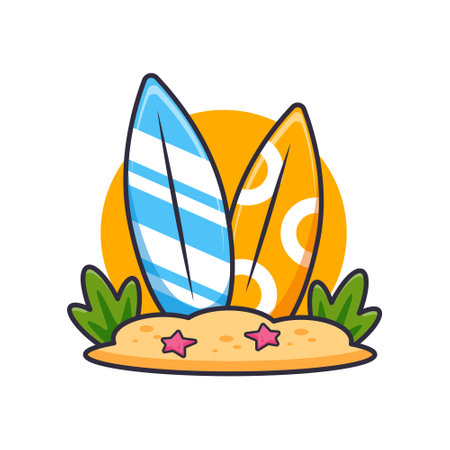 Surfboard. cartoon vector illustration. design element for poster, brochure, web, mascot, sticker, logo and icon.のイラスト素材