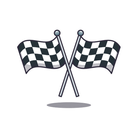 Race flag. cartoon vector illustration. design element for poster, brochure, web, mascot, sticker, logo and icon.のイラスト素材