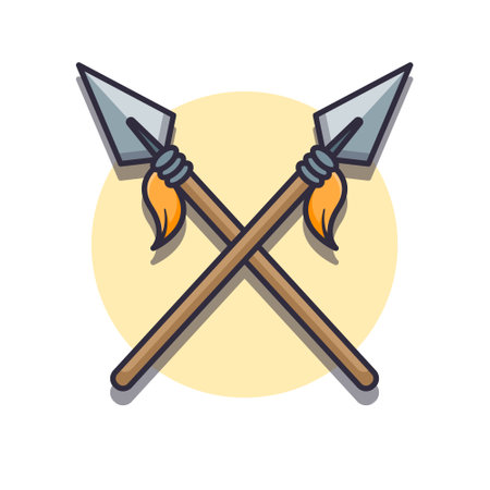 Weapon spear. cartoon vector illustration. design element for poster, brochure, web, mascot, sticker, logo and icon.のイラスト素材