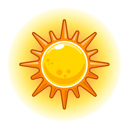 sun. cartoon vector illustration. design element for poster, brochure, web, mascot, sticker, logo and icon.のイラスト素材