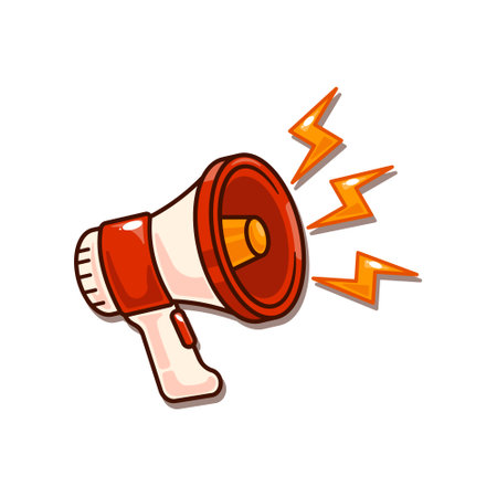 megaphone - cartoon vector illustration. design element for poster, brochure, web, mascot, sticker, logo and icon.のイラスト素材