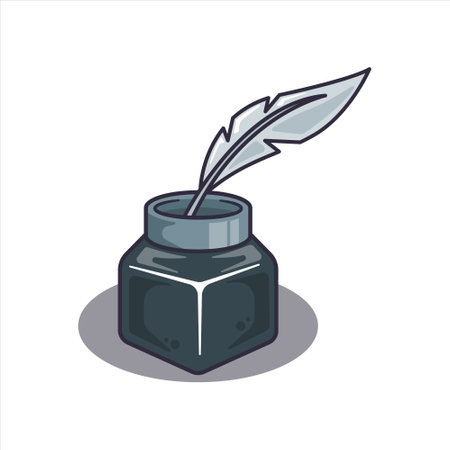 ink, inkwell - cartoon vector illustration. design element for poster, brochure, web, mascot, sticker, logo and icon.のイラスト素材