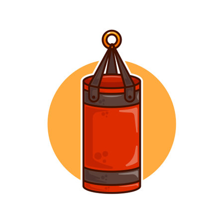 punching bag - cartoon vector illustration. design element for poster, brochure, web, mascot, sticker, logo and icon.のイラスト素材