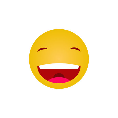 smiling with the upper white teeth face in flat style on white backgroundのイラスト素材