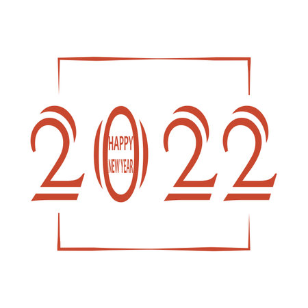 Happy New Year 2022 sign. Calendar cover, brochure design, card, banner template and label. Cartoon...
