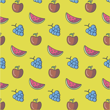 Cute Seamless Fruit Pattern Design Illustration