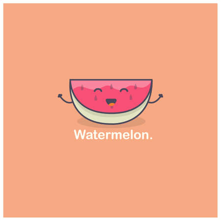 Cute watermelon illustration, With cute expression, Can be used for many purpose.のイラスト素材