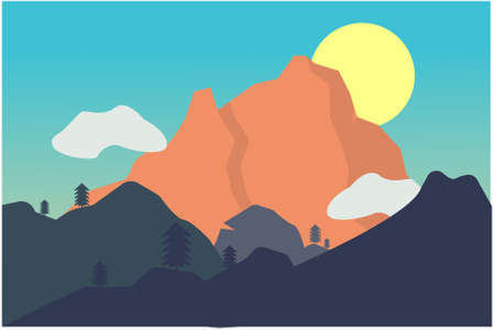Landscape mountain flat design, Easy editable can be used for many purpose.のイラスト素材
