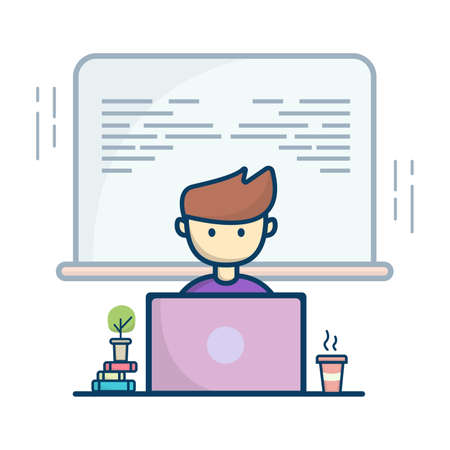 Progammer design illustration, Can be used for many purpose, Example user interface or website illustration.のイラスト素材