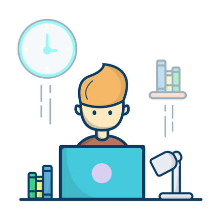 Student using laptop design illustration, Can be used for many purpose.のイラスト素材