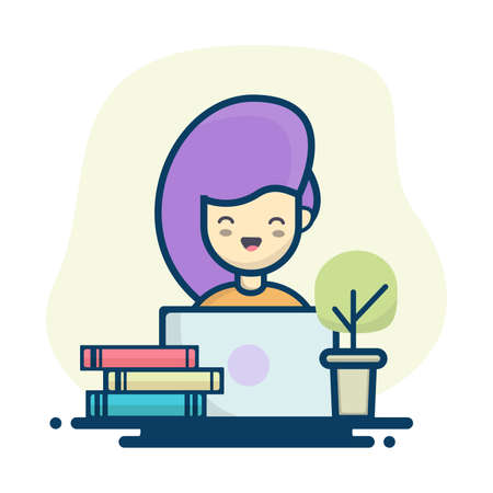 Girl studying icon design illustration, Can be used for many purpose..のイラスト素材