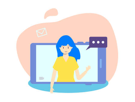 video call on smartphone with girl design illustration, Can be used for many purpose.のイラスト素材
