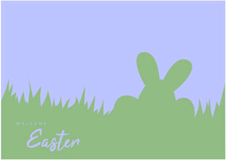 Simple easter background design, With rabbit and grass silhouette, Can be used for many purpose.のイラスト素材