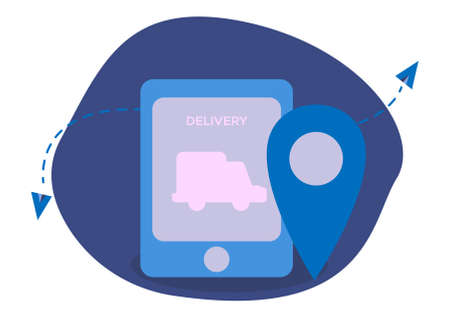 Delivery concept design illustration, With delivery truck and location icon, Can be used for many purpose.のイラスト素材