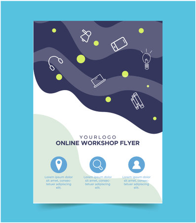 Online workshop poster template design illustration, With different icon, can be used for many purpose.