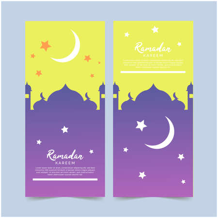 Ramadan Banner template design, With gradient color, Stars and moon, Can be used for many purpose.のイラスト素材