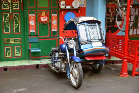 The classic motor rickshaw at a tourist spot in Batu city looks very aestheticの写真素材