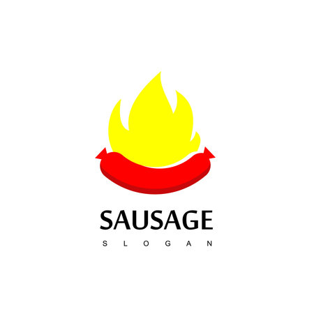 Barbecue Logo, Burned Sausage Iconのイラスト素材