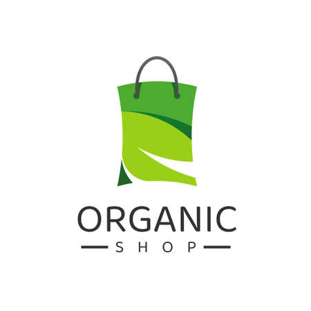 Shopping Logo Design Template, Organic,Natural, Herbal Store Logoのイラスト素材