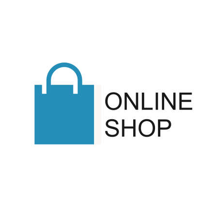 Online Shop Logo Design Template. Shopping Bag Vector Design. Digital Market Symbolのイラスト素材