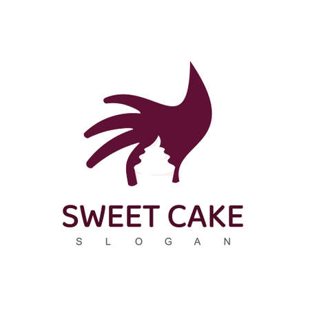 Sweet Cake Logo, Picked Cupcake With Hand Symbolのイラスト素材