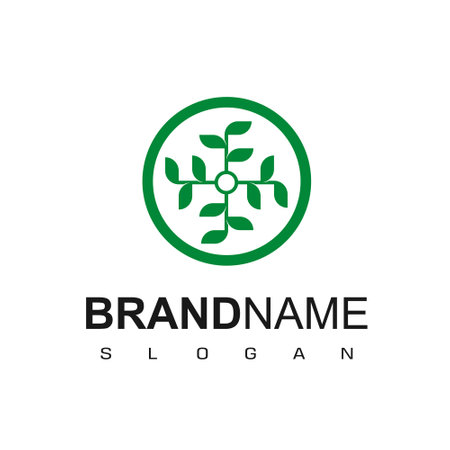 Circle Leaf Ornament Logoのイラスト素材