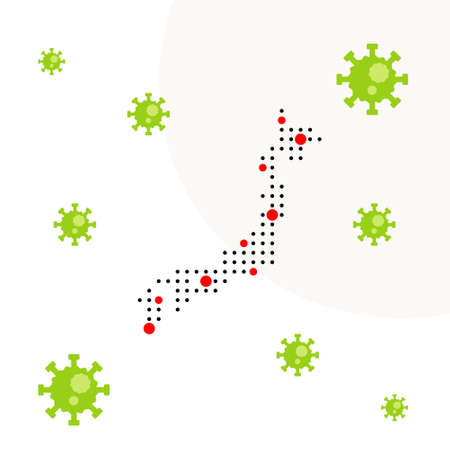 Japan Dotted Map Of Corona Virusのイラスト素材