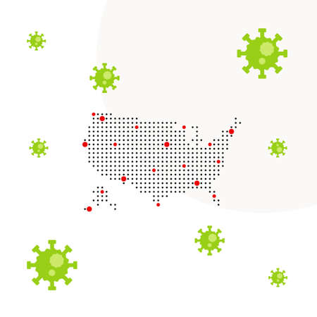 Dotted Map Of Corona Virus Infected Americaのイラスト素材