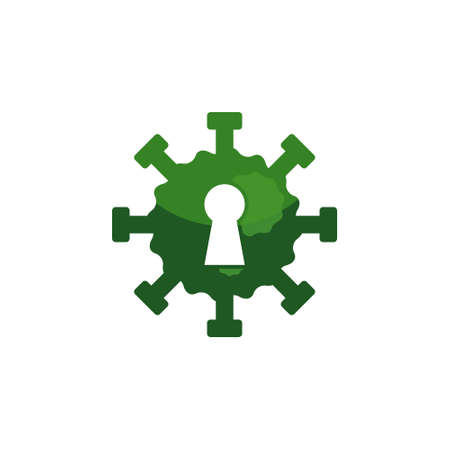 Lock The Corona Viruses Design Vector With Key Hole Symbolのイラスト素材