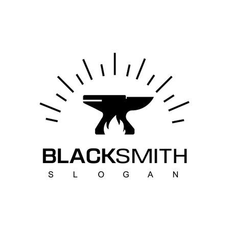 Blacksmith Logo Template Isolated On White Backgroundのイラスト素材