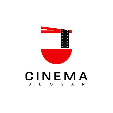 Noodle Film For Culinary Movie Logo Design Template Isolated On White Backgroundのイラスト素材