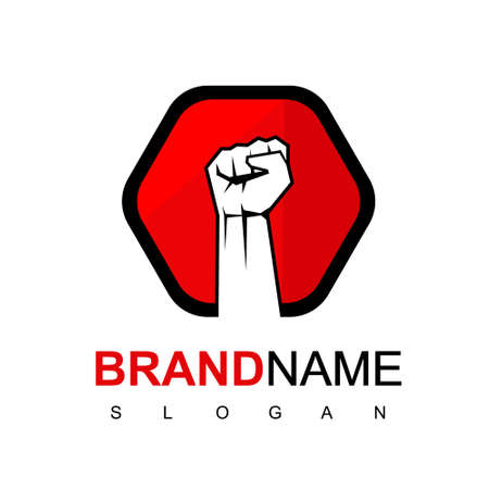 Fist Logo Isolated In Hexagon Backgroundのイラスト素材